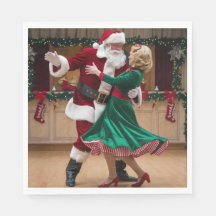 Serviettes de Noël avec Santa dansant.