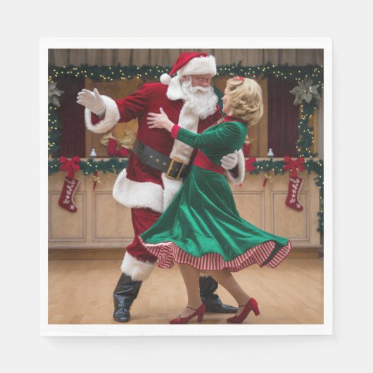 Serviette En Papier Serviettes de Noël avec Santa dansant. (Devant)