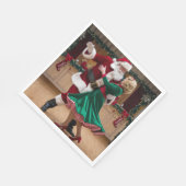 Serviette En Papier Serviettes de Noël avec Santa dansant. (Coin)