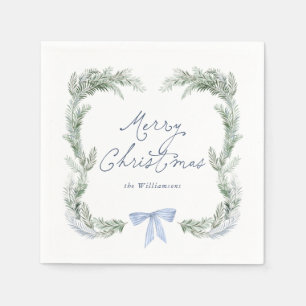 Serviette En Papier Serviettes de Noël botaniques à couronne de ruban