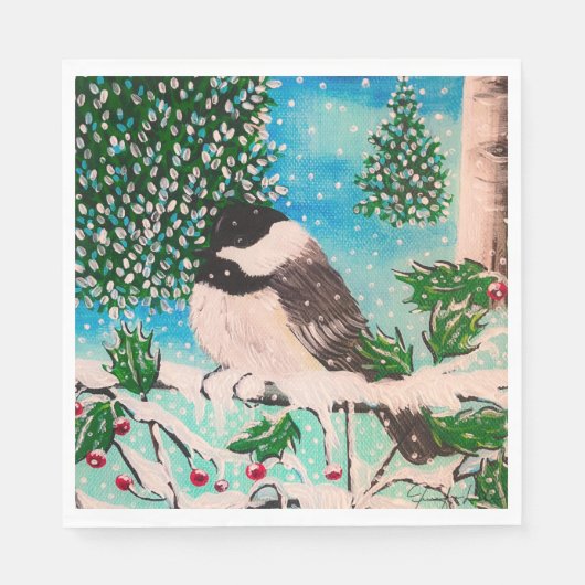 Serviette En Papier Serviettes de Noël Chickadee (Devant)