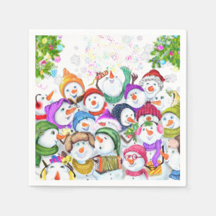 Serviette En Papier Serviettes de Noël drôles avec fête de bonhommes d