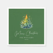 Serviette En Papier Serviettes de Noël Festive Green Script (Devant)