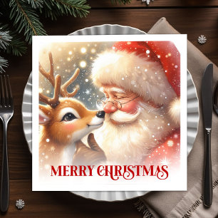 Serviette En Papier Serviettes de Noël festives Merry Santa Rudolph