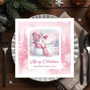 Serviette En Papier Serviettes de Noël Hiver Bonhomme de Neige Rose Fa