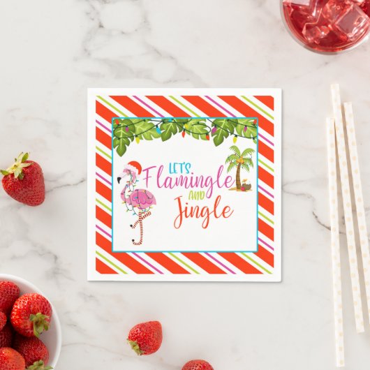 Serviette En Papier Serviettes de Noël Jingle et flamingle - WH (En situation)