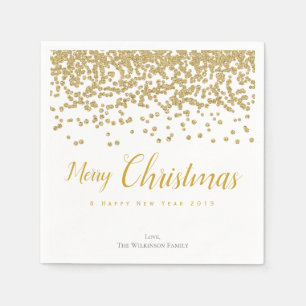 Serviette En Papier Serviettes de Noël Joyeuses Confetti en Or Personn