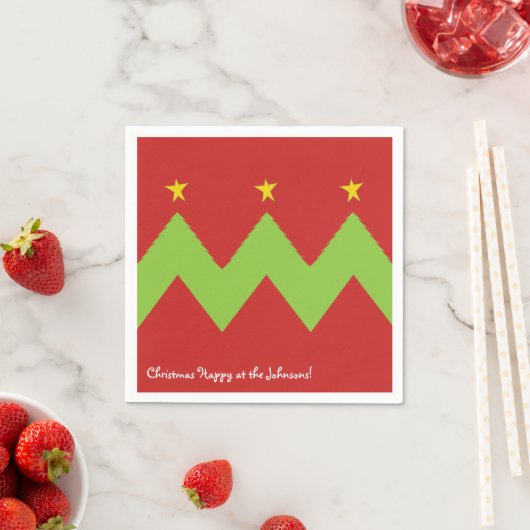 Serviette En Papier Serviettes de Noël personnalisées "Chevron Trees" (En situation)