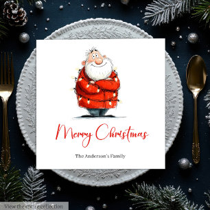 Serviette En Papier Serviettes de Noël personnalisées Père Noël drôle