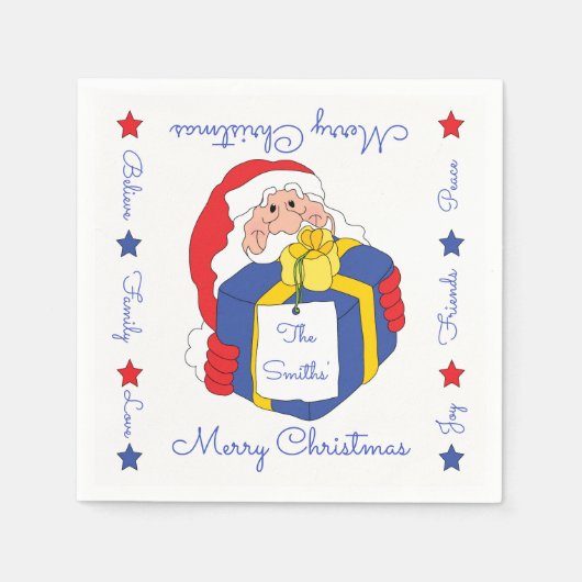 Serviette En Papier Serviettes de Noël personnalisées "Sanata Claus" (Devant)