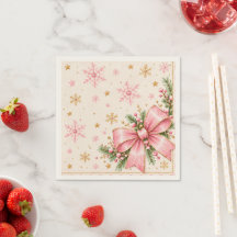 Serviettes de Noël pour anniversaire rose | Élégan