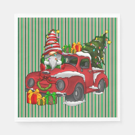 Serviette En Papier Serviettes de Noël rayées vertes (Devant)