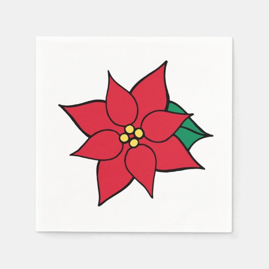 Serviette En Papier Serviettes de Noël Rouge Poinsettia (Devant)