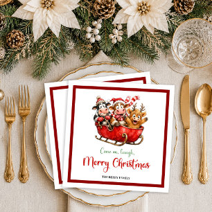 Serviette En Papier serviettes de Noël rouges et vertes vache fantaisi