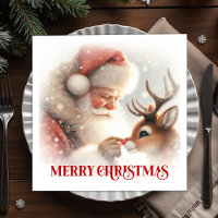 Serviettes de Noël Santa Rudolph Fantaisistes pour