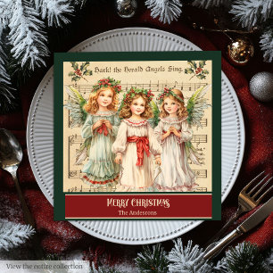 Serviette En Papier Serviettes de Noël vintage avec monogramme d'anges