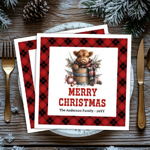 Serviette En Papier Serviettes de Noël vintage vache highland rouge no