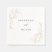 Serviette En Papier Serviettes de nom floral doré (Devant)