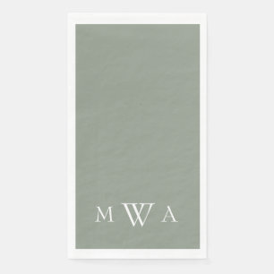 Serviette En Papier Serviettes de papier à monogramme Simple Sage