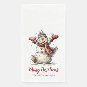 Serviette En Papier Serviettes de papier bonhomme de neige Joyeux Noël
