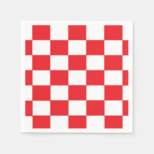 Serviette En Papier Serviettes de papier Checkered rouges et blanches
