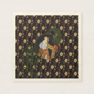 Serviette En Papier Serviettes de papier de cocktail de dames d'art