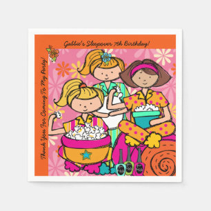 Serviette En Papier Serviettes de papier de filles d'anniversaire fait