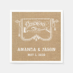 Serviette En Papier Serviettes de papier de mariage rustique vintage