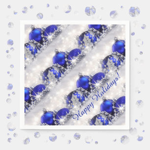 Serviette En Papier Serviettes de papier de Noël argenté et bleu