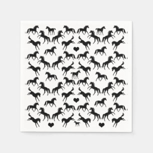 Serviette En Papier Serviettes de papier de petits chevaux noirs