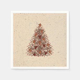 Serviette En Papier Serviettes de papier primitives d'arbre de Noël