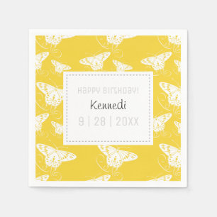Serviette En Papier Serviettes De Papillon Jaune Et Blanc