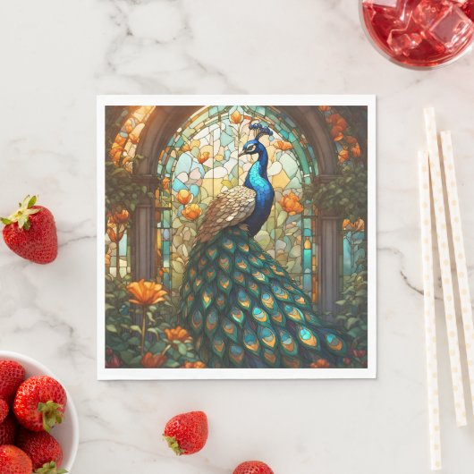 Serviette En Papier Serviettes de Peacock Vibrantes : L'Élégante Table (En situation)