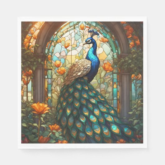 Serviette En Papier Serviettes de Peacock Vibrantes : L'Élégante Table (Devant)