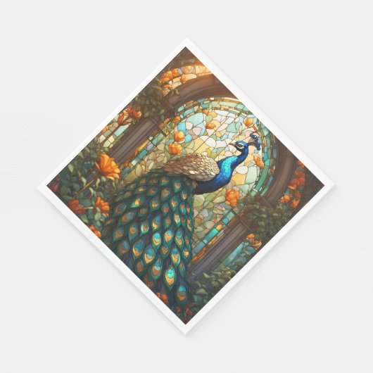 Serviette En Papier Serviettes de Peacock Vibrantes : L'Élégante Table (Coin)