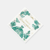 Serviette En Papier Serviettes de Quinceanera Emerald Green Robe Flora (Coin)