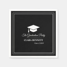 Serviettes de remise de diplôme 2026 noir et blanc