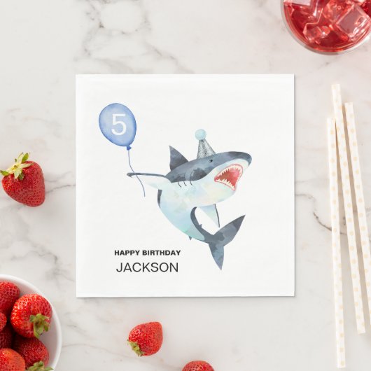 Serviette En Papier Serviettes de requin - Numéro modifiable - Serviet (En situation)