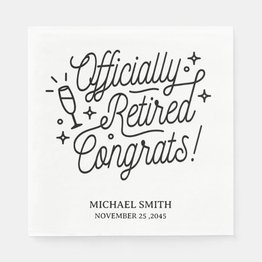 Serviette En Papier Serviettes de retraite en noir et blanc (Devant)