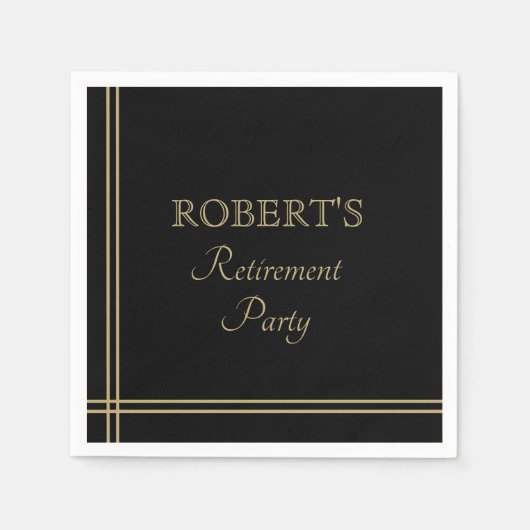 Serviette En Papier Serviettes de retraite en noir et or (Devant)