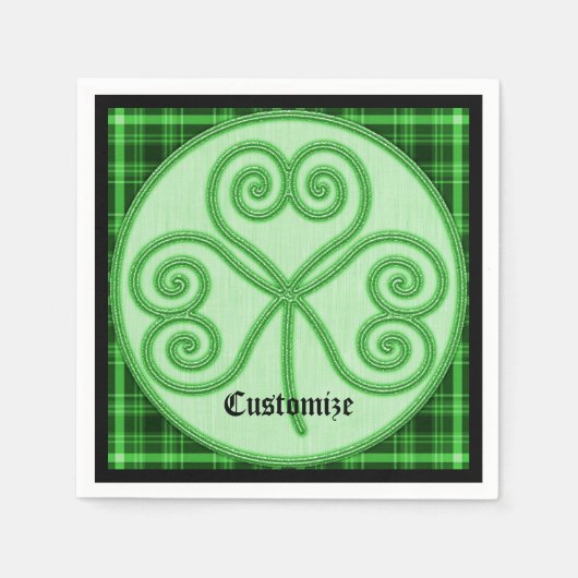 Serviette En Papier Serviettes de Shamrock vert et noir (Devant)