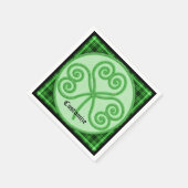 Serviette En Papier Serviettes de Shamrock vert et noir (Coin)