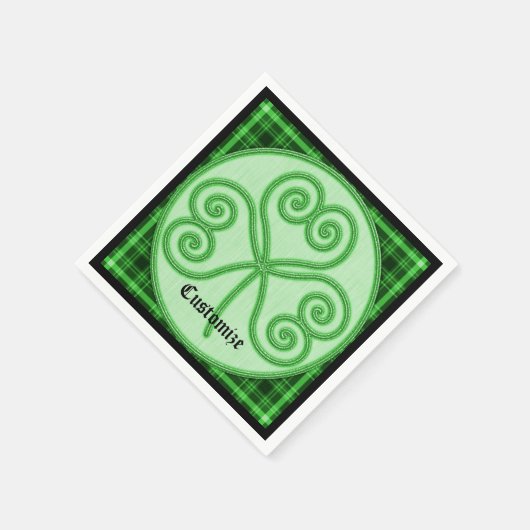 Serviette En Papier Serviettes de Shamrock vert et noir (Coin)