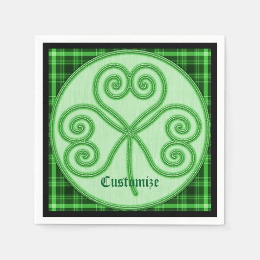 Serviette En Papier Serviettes de Shamrock vert et noir (Devant)