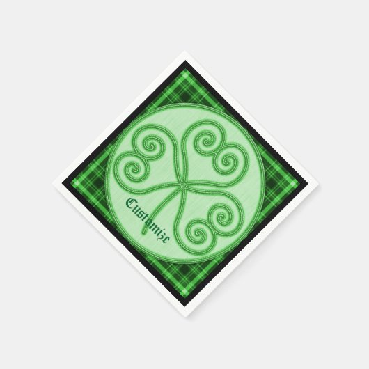 Serviette En Papier Serviettes de Shamrock vert et noir (Coin)