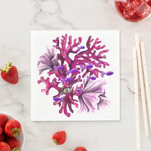 Serviette En Papier Serviettes de sirène violette (En situation)