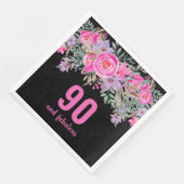 Serviette En Papier Serviettes de soirée rose noir 90e anniversaire (Coin)