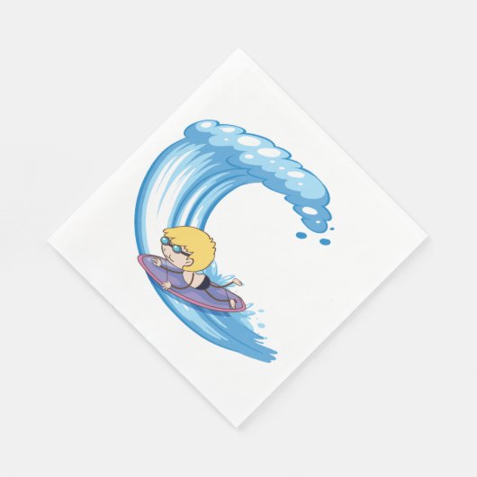 Serviette En Papier Serviettes de surf Boy Blue Wave (Coin)