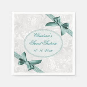 Serviette En Papier Serviettes de Sweet Sixteen Damassé et Rubans