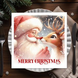Serviette En Papier Serviettes de table de Noël Bright Santa Rudolph